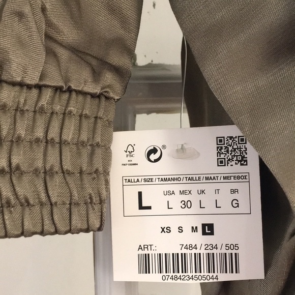 Zara Zip-Front Full-Sleeve Satin Bomber Jacket - Picture 2 of 12